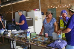 Gail, Yvonne, Judy and visitor Doreen serving morning tea.